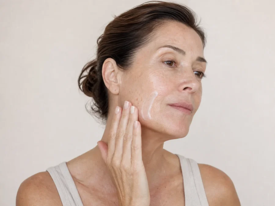 lumiade-pdp-daily-hydration-cream-lifestyle-clinical-v1 Applying Haru Barrier Cream to cleansed skin