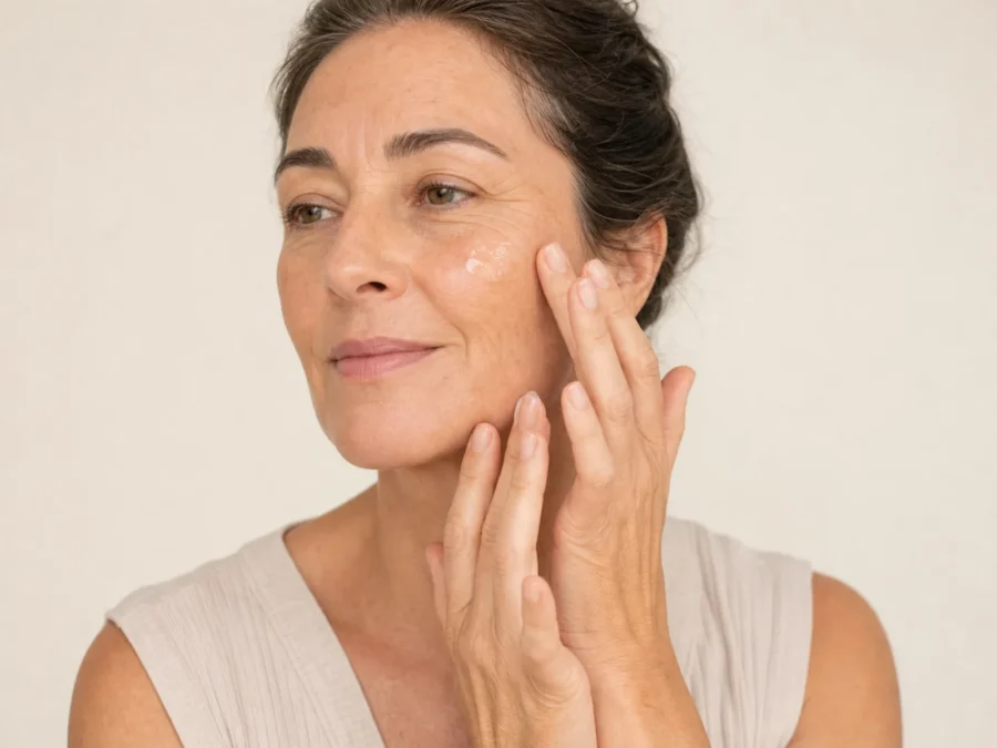 lumiade-pdp-rice-ferment-gel-cream-lifestyle-clinical-v1 Applying Gyeol Rice Gel-Cream to cleansed skin